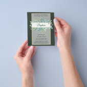 バジェットバプテスマ《キリスト教》洗礼式や命名式緑葉招待状 チラシ (手)