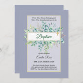 バジェットバプテスマ《キリスト教》洗礼式や命名式緑葉招待状 招待状 (正面/裏面)