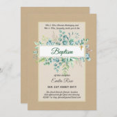 バジェットバプテスマ《キリスト教》洗礼式や命名式緑葉招待状 招待状 (正面/裏面)