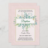 バジェットバプテスマ《キリスト教》洗礼式や命名式緑葉招待状 招待状 (正面/裏面)