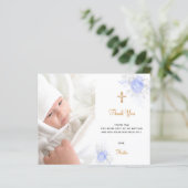 バジェットバプテスムブルー花模様写真感謝してい男の子あなた (スタンド正面)