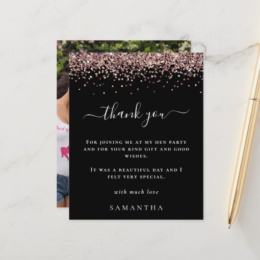 バジェットバラグリッターフォトヘンパーティーブラック感謝してい (正面/裏面インサイチュ)