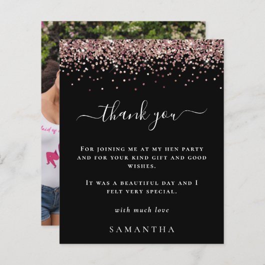 バジェットバラグリッターフォトヘンパーティーブラック感謝してい (正面/裏面)