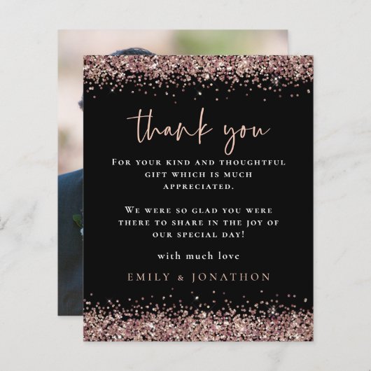 バジェットバラグリッター結婚フォトの黒感謝してい色 (正面/裏面)