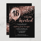 バジェットバラ金ゴールドバルーンブラック18誕生日 (正面/裏面)