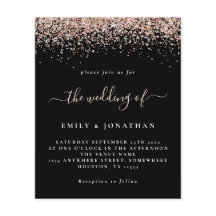 バジェットバラ金ゴールド結婚グリッターズブラック招待状