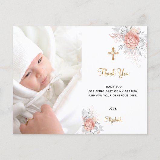 バジェットバラ金ゴールド花模様感謝してい写真あなた (正面)