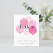 バジェットバルーンピンクの誕生日パーティーの招待 (スタンド正面)
