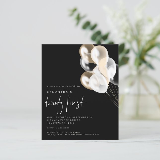 バジェットバルーンホワイトブラック21パーティの招待状 (スタンド正面)