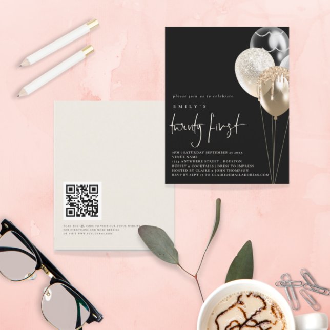 バジェットバルーン金ゴールドアイボリーQRコード21stブラック (クリエイターアップロード済み)