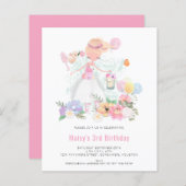 バジェットバレリナピンクガール3rd誕生日招待状 (正面/裏面)