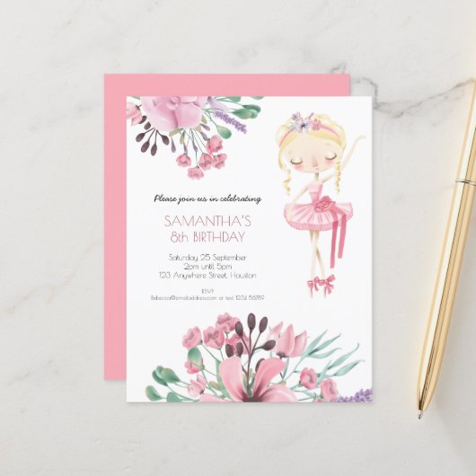 バジェットバレリーナ花模様ガール8thバースデーパーティー (正面/裏面インサイチュ)