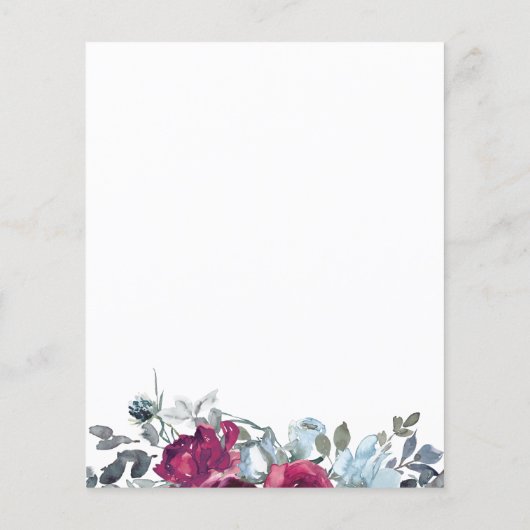 バジェットバーガンディフローラフレーム結婚式招待状 チラシ (裏面)