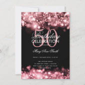 バジェットバースデーパーティエレガントバラ金ゴールドライト 招待状 (正面)