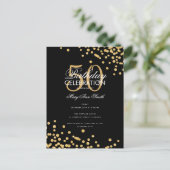 バジェットバースデーパーティーグリッター紙吹雪金ゴールドブラック ポストカード (スタンド正面)