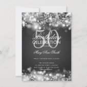 バジェットバースデーパーティーシルバーラエレガントイト 招待状 (正面)