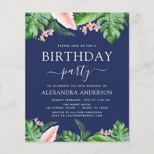 バジェットバースデーパーティートロピカルパームフローラ チラシ (正面)