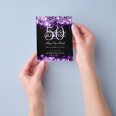 バジェットバースデーパーティーパープルエレガントグラムライト チラシ (手)