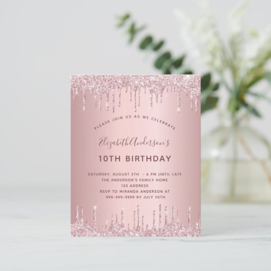 バジェットバースデーパーティーピンクほこりっぽいバラグリッター (スタンド正面)