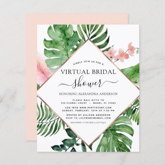 バジェットバーチャルブライダルシャワートロピカルパーム (正面/裏面)