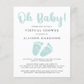 バジェットバーチャルベビーシャワーミント足招待状 (正面)