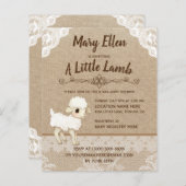 バジェットバーラップリトルラムベビーシャワー招待状 (正面/裏面)