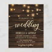 バジェットバーンウッドストリングライト結婚式招待状 (正面)