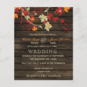 バジェットバーンウッド素朴秋の結婚式招待状 (正面)