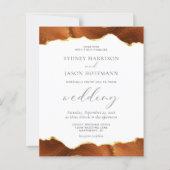 バジェットバーンオレンジアゲート金ゴールド結婚式招待状 (正面)