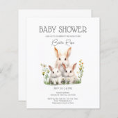 バジェットバ男女兼用ニーベビーシャワー招待状 (正面/裏面)