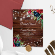 バジェットバ素朴ルガンディブライダルシャワー招待状