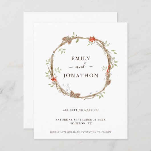 バジェットパインベリーフェスティバル結婚式日付を保存 (正面/裏面)