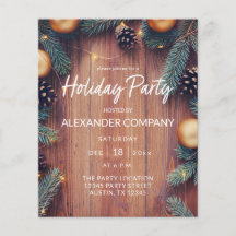 バジェットパイン&金ゴールドオーナメント素朴ホリデーパーティーF