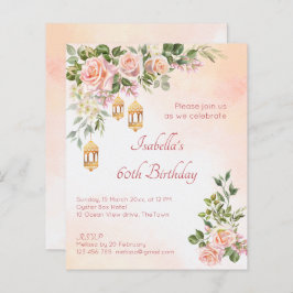 バジェットパステルクリームバラモロッコランタン招待状