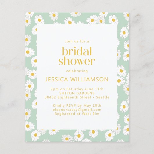 バジェットパステルセージグリーンデイジーブライダルシャワー (正面)