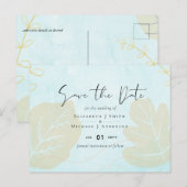 バジェットパステルブルーアクア金ゴールド結婚抽象芸術ズセット ポストカード (正面/裏面)