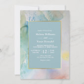 バジェットパステルブルーウォーターカラーサマー結婚ズ 招待状 (正面)