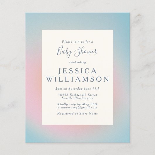 バジェットパステルブルーピンクグラデーションベビーシャワー (正面)