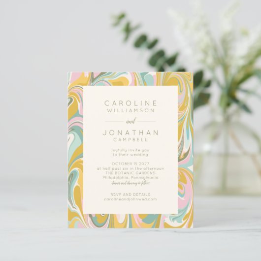 バジェットパステル抽象芸術マーブルシックウェディングエグッズ (スタンド正面)