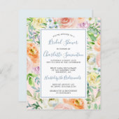バジェットパステル春フラワーブライダルシャワー招待状 (正面/裏面)