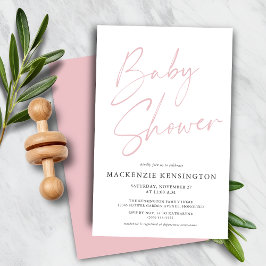 バジェットパステル赤面ピンクシンプルのスクリプトベビーシャワー