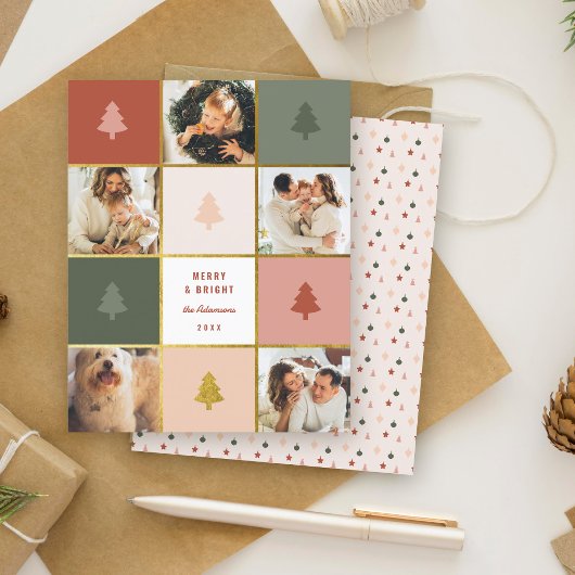 バジェットパステル&金ゴールドクリスマスツリーフォトコラージュ