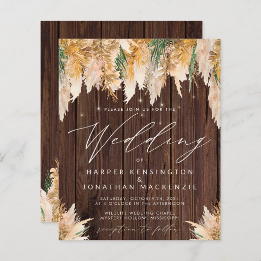 バジェットパンパスグラスウッドストリングライツ結婚ズ (正面/裏面)