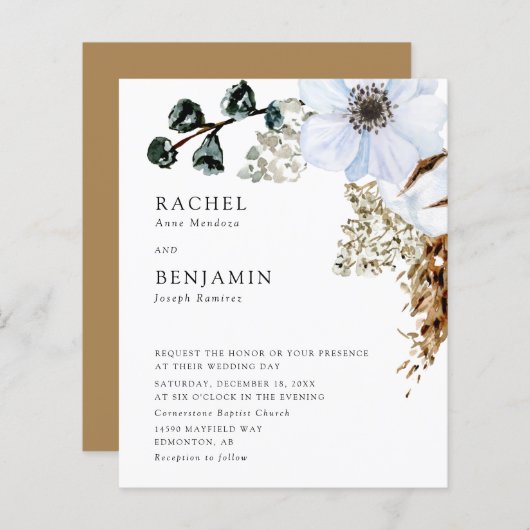 バジェットパンパスグラスエレガントボホ結婚のフローラ (正面/裏面)