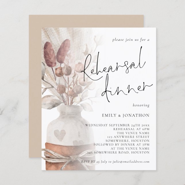 バジェットパンパスグラスオーバーレイリハーサルディナー (正面/裏面)