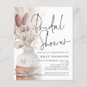 バジェットパンパスグラススクリプトブライダルシャワー招待状 (正面)
