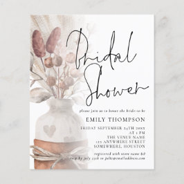 バジェットパンパスグラススクリプトブライダルシャワー招待状