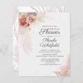 バジェットパンパスグラスタンブライダルシャワー招待 (正面/裏面)