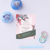 バジェットパンパスグラストロピカルピンクの結婚式の招待 チラシ (シングル)