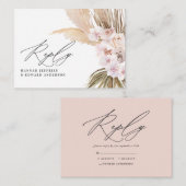 バジェットパンパスグラスナチュラルピンクの結婚式RSVP ノートカード (正面/裏面)